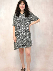 Short Sleeve Collared Button Up Dress