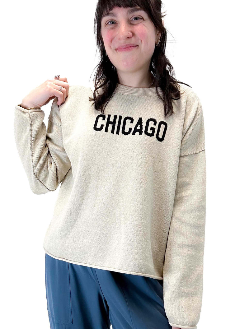 "Chicago" Boxy Sweater in Camel/Black