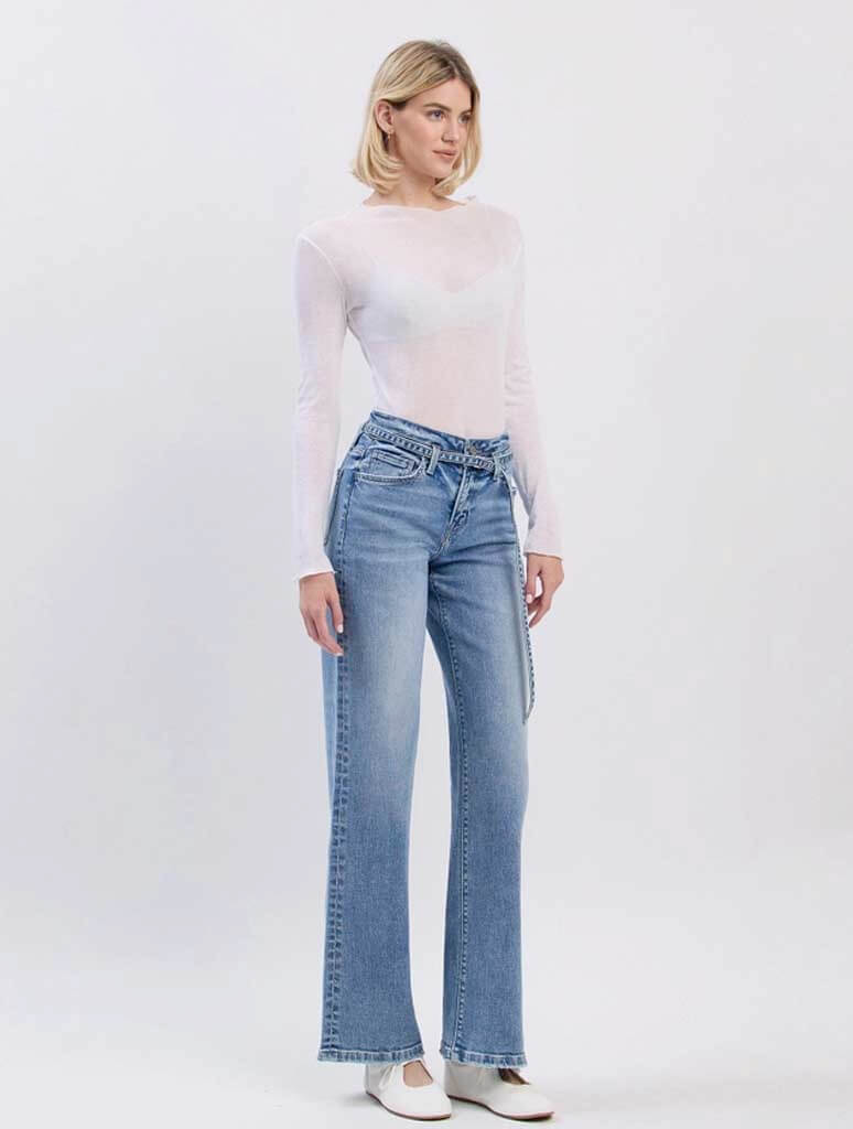 Lucid High Rise Wide Leg Jean With Belt