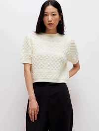 Short Sleeve Sweater in Ecru