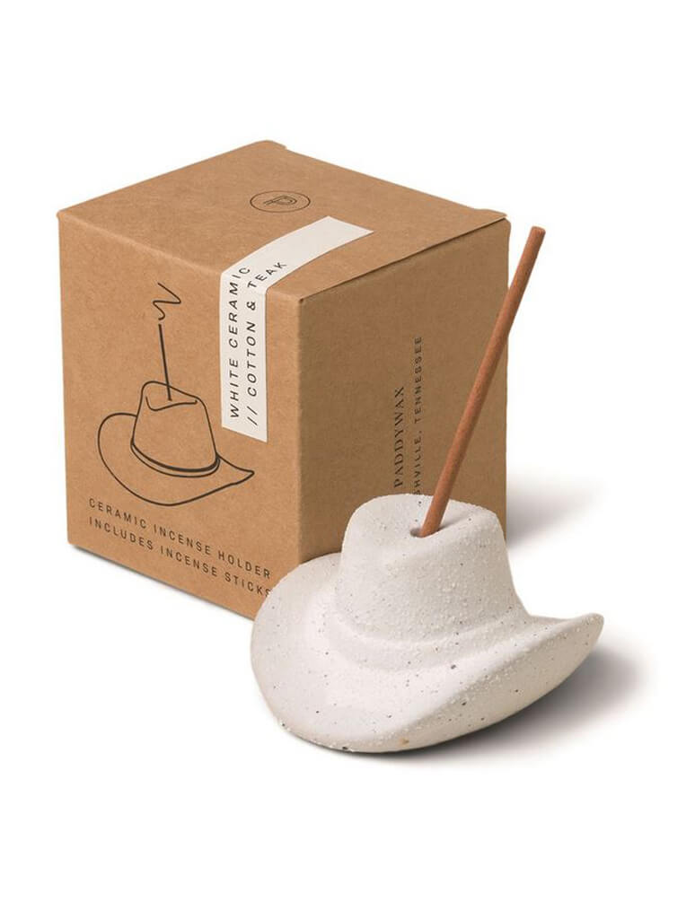 Cowboy Hat Incense Holder in White