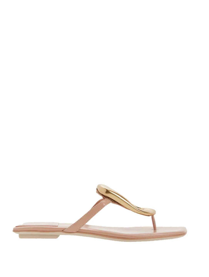 Jeffrey Campbell Linques 2 Flip Flop in Natural/Gold 195832355753