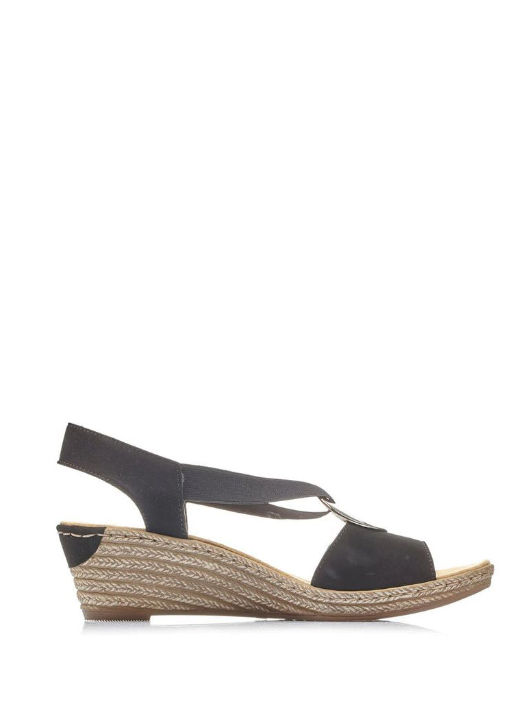 Rieker 624H6-00 Fanni Wedge Sandal in Black