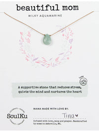 SoulKu Luxe "Beautiful Mom" Necklace in Milky Aqua