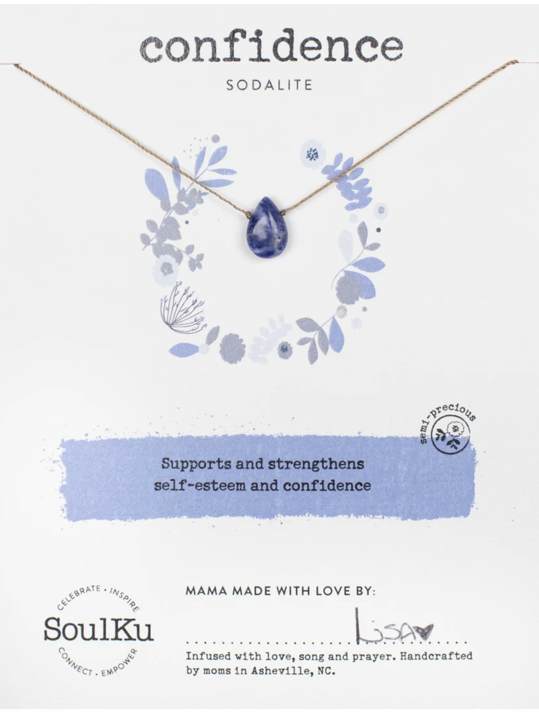 SoulKu Soul-Full of Light "Confidence" Necklace in Sodalite