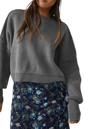 Free People Easy Street Cropped Sweater in Lead