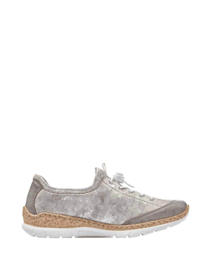 Rieker Nikita N42K6-40 Sneaker in Grey/Rose Metallic