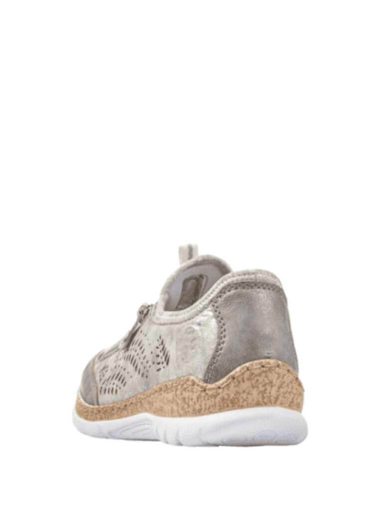 Rieker Nikita N42K6-40 Sneaker in Grey/Rose Metallic