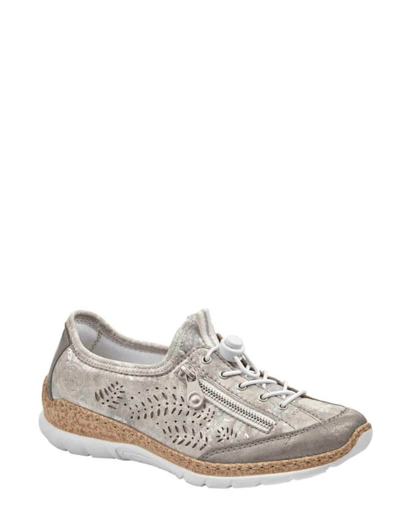 Rieker Nikita N42K6-40 Sneaker in Grey/Rose Metallic