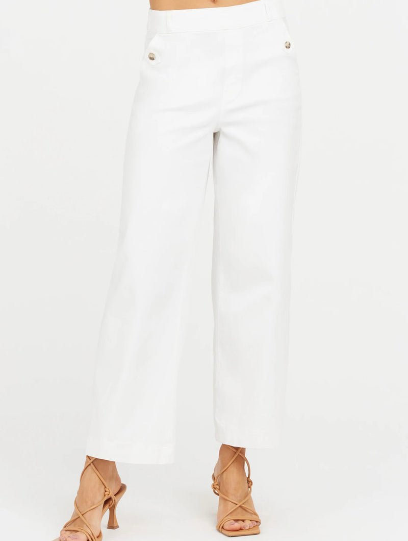 Spanx Stretch Twill Cropped Wide Leg Pant in Bright White